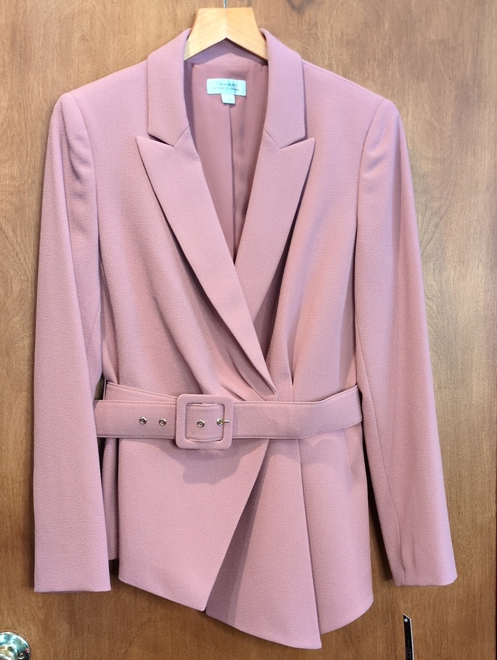 Tahari ASL Chic Belted Blazer in Beyond Rose Size 10